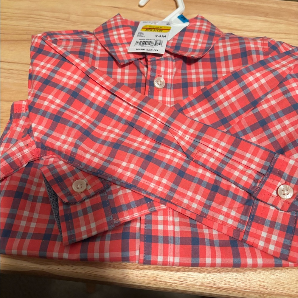 Oshkosh Oxford shirt with button bottom..